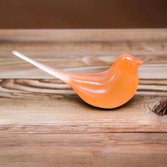 Mid Century Modern Modwing Bird Figurine 3d Resin Eames 60s Transparent Orange S - Picture 3 of 4